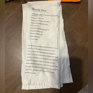 White Kitchen Towel with Bloody Mary Recipe